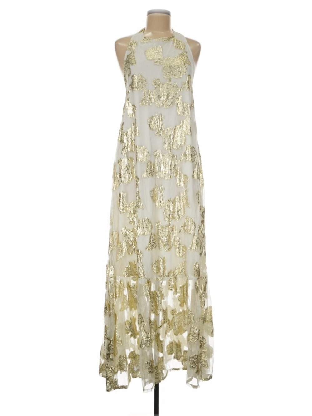 En Creme Gold & Cream Sequin Halter Maxi Dress - Picture 3 of 4